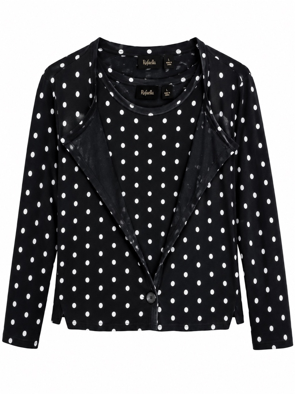 Rafaella Womens Large 2 Piece Polka Dot Cardigan Tank Top Set Cotton